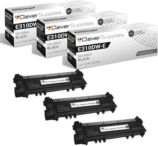 CS Replacement Toner Cartridge Compatible with Dell E310DW-E515DW 593-BBKD Black Laser E310DW Laser E514DW Multifunction E515DN Multifunction E515DW 3 Pack