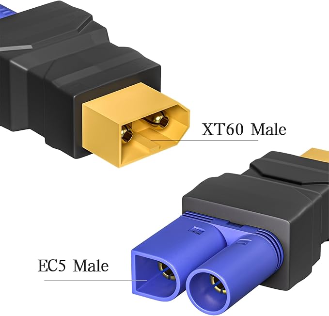 Goupchn XT60 Male to EC5 Male Connector Adapter Wireless Converter 4PCS for RC FPV Drone Car Lipo Battery Charger ESC