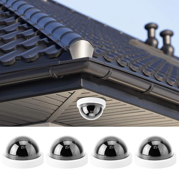 Security Camera Dummy Fake Cameras Outdoor,Blink Outdoor Camera Dummy Security Cameras,Surveillance Cameras 4Pcs Dome Simulation Camera CCTV Dummy Fake Security Camera with Flashing Led Light(White)
