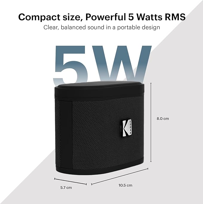 KODAK SOUNDBRIX™ Bluetooth Speaker with HD Sound Portable Wireless IPX4 Water Resistant Upto 5H Playtime V5.4 for Home Party Outdoor Beach Electronic Gadgets Birthday Gift Black Stackable Speakers