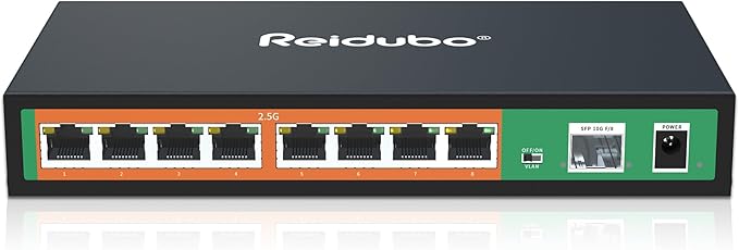 9 Port 2.5GB Switch, 8x2.5G Ports with 10G SFP Uplink, Unmanaged 2.5Gb Ethernet Network Switch, Plug & Play, Desktop/Wall-Mount, Fanless Metal Design