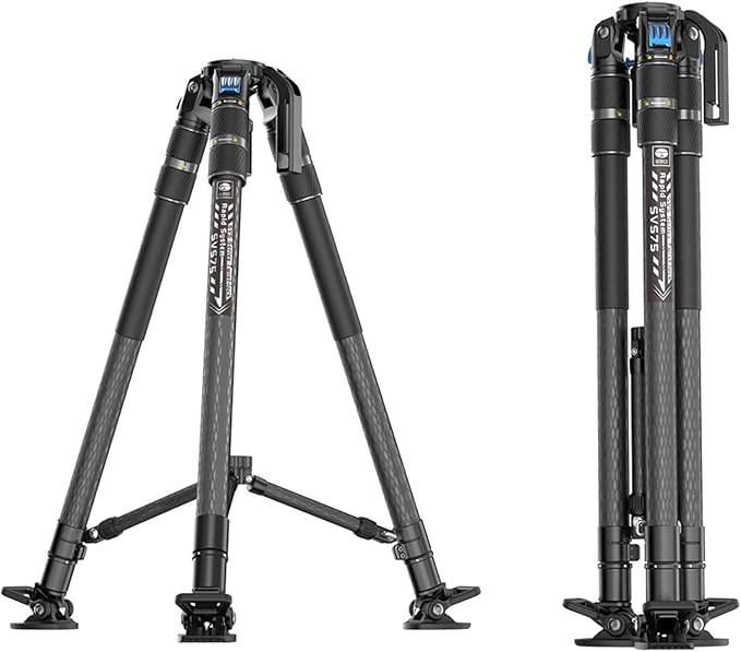 SIRUI SVS Series Carbon Fiber Travel Tripod, Compact Camera Tripod, Rapid One-Step Height Adjustment, Modular Design Convertible to Monopod (SVS75+SVH15)