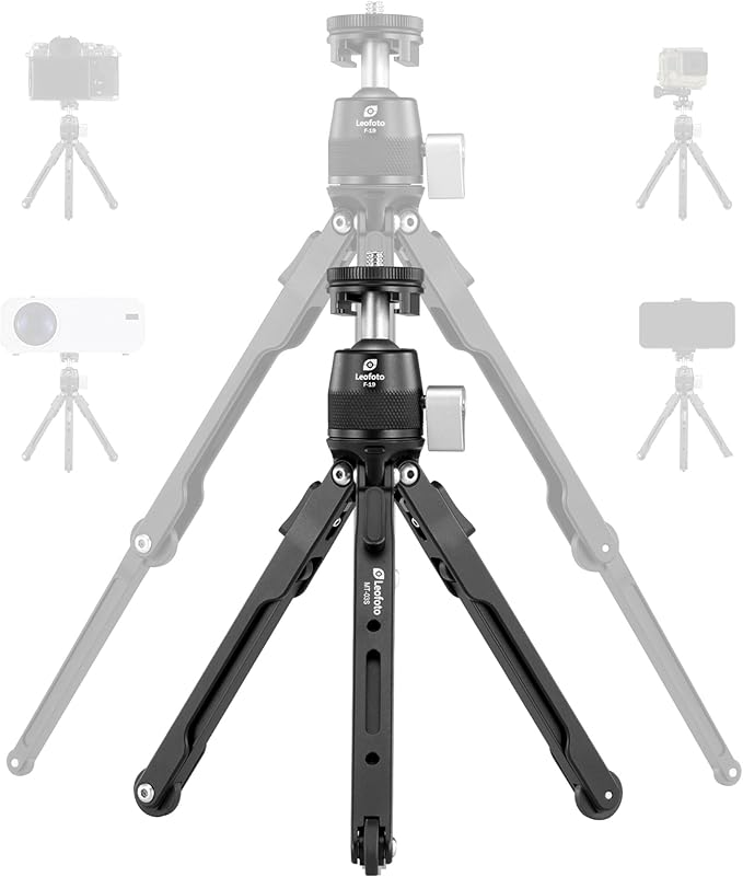 9.84" Aluminum Table Tripod with Ball Head for Camera, 360° Rotation Desktop Tripod with 1/4" Screw for Phone Adaptor/Projector/Sport Camera, Max Load 11lb