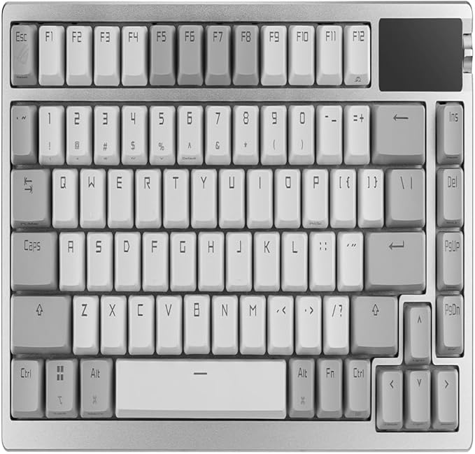 ASUS ROG Azoth Wireless Mechanical Gaming Keyboard – 75% TKL, Tri-Mode Connectivity, Hot Swappable Pre-lubed ROG NX Snow Linear Switches, PBT Keycaps, RGB, OLED Display, PC/Mac Support - White