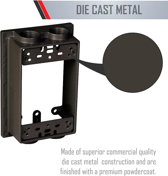 TayMac SE450Z Weatherproof Box Extension, 1-Gang, (4) 1/2-Inch Outlets, Bronze