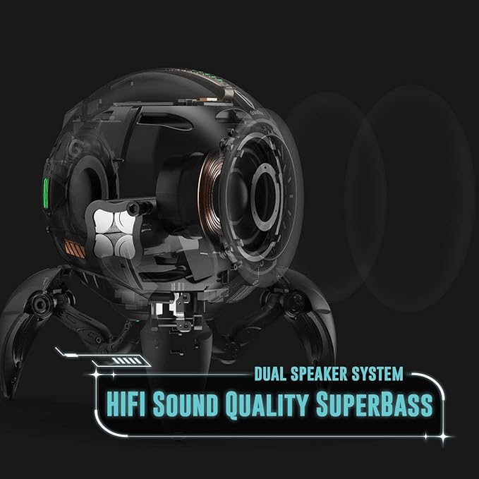 GravaStar Mars Pro Bluetooth Speaker, Deep Bass Loud Stereo Sound, 15H Playtime, 6 RGB Lights, Dual Pairing, Portable for Home, Outdoors, Party, Camping, Home, Gifts