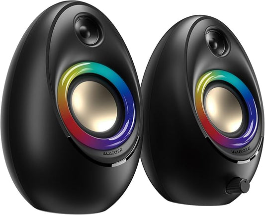 Bluedee Computer Speakers for Desktop PC, Bluetooth 5.4 Desktop Speakers with 2 Speaker Units, Dynamic RGB Light USB Speaker, USB/Type-C Powered Plug & Play PC Speakers for Desktop, Laptops, Tablet