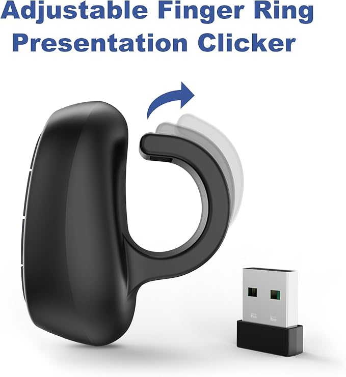 Presentation Clicker PowerPoint Wireless Presenter Remote: Laser Pointer Computer Clickers, Hyperlink Finger Ring Project Power Point PPT Clicker for Mac Laptop Office, Slideshow Google Slide Advancer