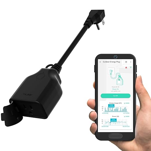 YoLink Smart Outdoor Energy Plug, IP65, 1800W, 15A Smart Plug with Real-Time Energy Monitoring, Automatic Safety Shutoff, Alexa & Google Assistant Compatible, Require YoLink Hub