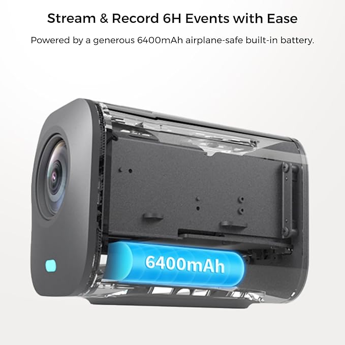 VM46 Wireless Live Streaming Camera, 4K Camera for Streaming with 8-Mic Noise Canceling Array, 60X Hybrid Zoom, 6H Battery, App Control,Stream to YouTube/Twitch/Facebook/RTMP via LTE/Wi-Fi