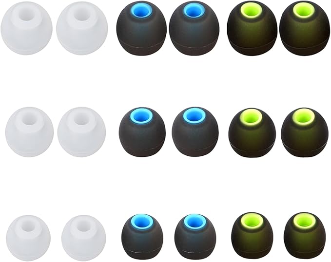 Silicone Replacement Earbud Tips for In-Ear Headphones (Inner Hole 3.8mm-5.1mm) - 9 Pairs, S/M/L