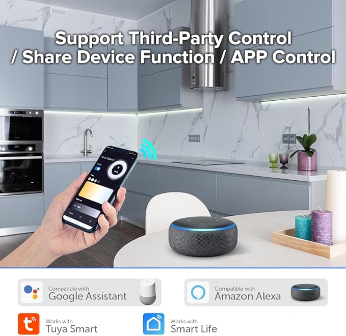 BTF-LIGHTING Tuya Zigbee 3.0 C02Z Controller Support CCT Color 3 pin (+V CW WW) PWM LED Strip Bulb Compatible with Echo Plus/4th Gen Tuya Gateway DC5V/DC12V/DC24V Max 15A