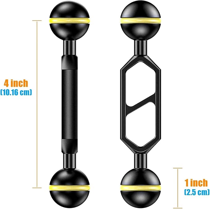 Sea frogs Double Ball Arm 4.0" Essential Underwater Photography Gear Lighting System Aluminum Alloy Diving Equipment Accessory Lightweight Arms AM-9