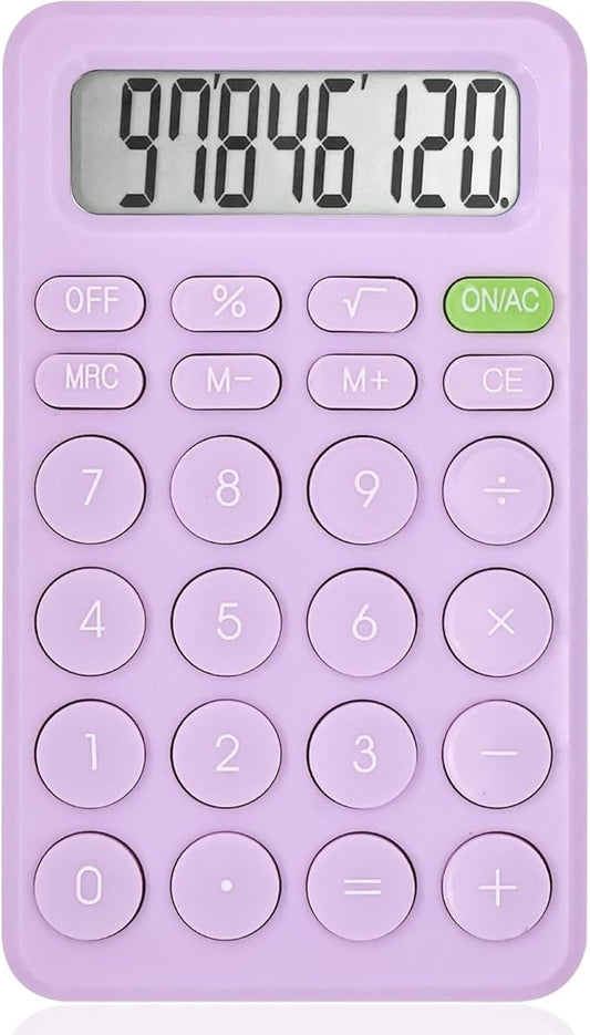 Cute Purple 8-Digit LCD Calculator, Basic Four Function for Teachers, Students & Office, Small & Sensitive, 5.5x3.2 Inches