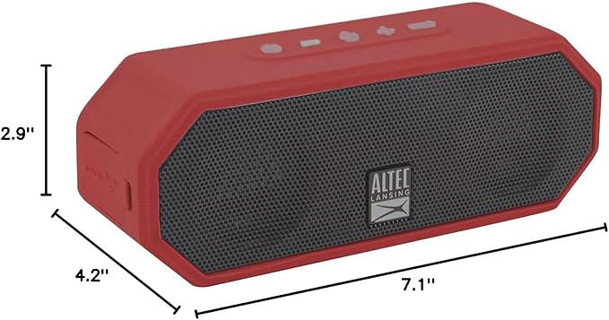 Altec Lansing LifeJacket H2O 4 - Waterproof Bluetooth Speaker, Durable & Portable Speaker with Voice Assistant, 10 Hour Battery Life & 100 Foot Range, True Red