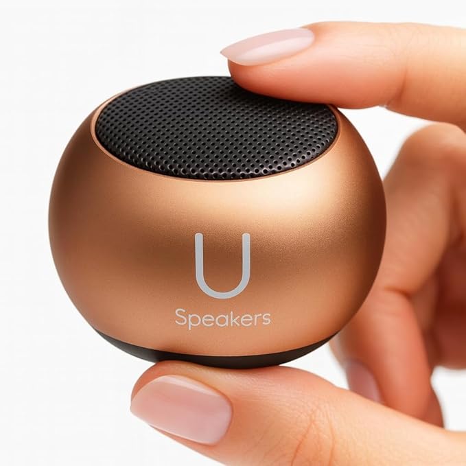 Fashionit U Mini - Small Bluetooth Speaker Wireless - Mic & Remote Shutter, Portable Bluetooth Speakers, Rich Sound for Home & Outdoor, Stocking Stuffers, White Elephant Gifts for Adults - Rose Gold