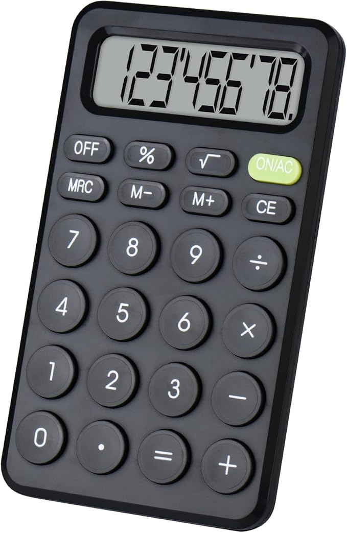 Basic 4 Function Calculator for Students and Office: Small, Portable, and Easy-to-use - Suitable for School and Office Essentials (Black)