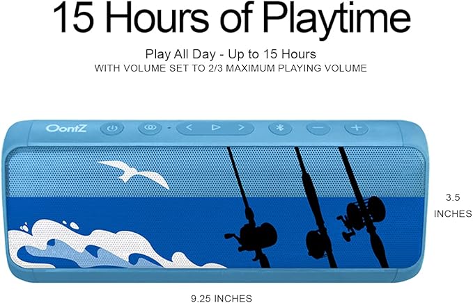 OontZ Pro Portable Bluetooth Speaker 5.0-21W High-Power Audio, Deep Bass Boost, Dual Stereo Pairing, IPX7 Waterproof, 100ft Range, Power Bank Feature for Outdoor and Party (Boat Edition, Blue)