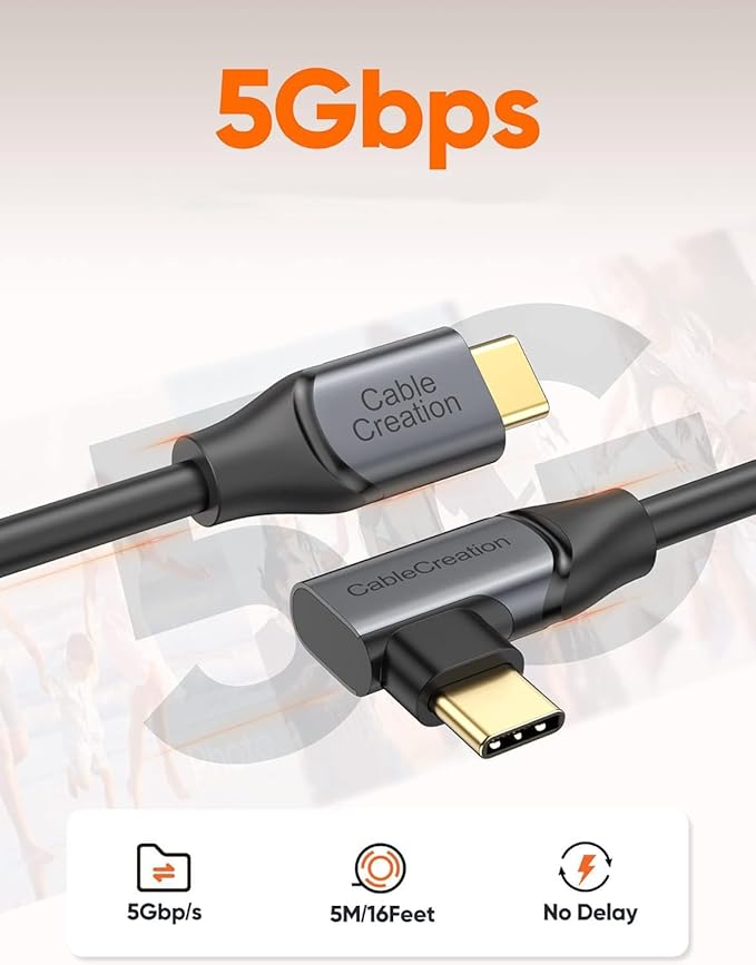 CableCreation 16FT Link VR Cable - Compatible with Meta Quest Pro/Quest2/Pico4 & More, 5Gbps USB C to C High Speed VR Headset Accessory Gaming PC Link Cable 5 Meters