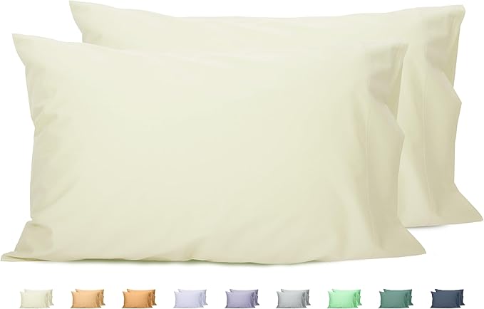 Sunflower King Pillowcases Set of 2, 100% Cotton King Size Pillow Cases 2, 20×40 inches Light Beige, Soft and Breathable