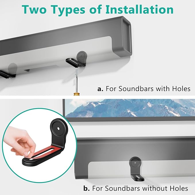 WALI Sound Bar Mounts Under TV, Universal Soundbar Wall Mount Shelf with Anti-Skid Pad, Drywall Studless Soundbar Mount Easy to Install for All Types of Wall (SLK203), Black