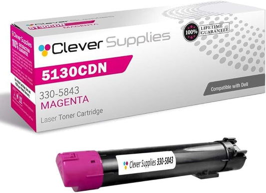CS Replacement Toner Cartridge Compatible with Dell 5130CDN 330-5843 Magenta Color Laser 5120cdn 5130cdn 5140cdn Toner Cartridge Magenta