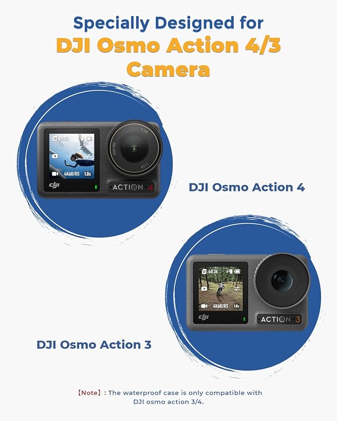 Waterproof House Case with Dive Filters Set for DJI Osmo Action 5 Pro/4/3, 60 m/197 ft Deep Diving Portective Case