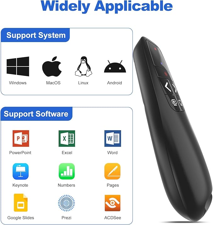 （4 Units） Presentation Clicker with 4 Cases Wireless Presenter Remote PowerPoint Pointer Slide Advancer for Mac Laptop PC Computer Keynote