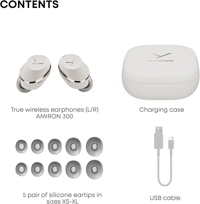 Beyerdynamic Amiron 300 True Wireless Noise Cancelling Earbuds, Multipoint Bluetooth® 5.3 with Active Noise Cancellation, Up to 10 Hours of Battery Runtime, Cream