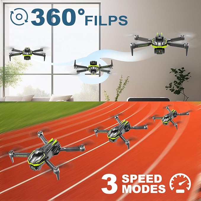 Drone with Camera 4K for Beginners, Brushless Motor Drone with 40 Mins Long Flight Time Altitude Hold Obstacle Avoidance RC Quadcopter Toys Gifts For Kids Adults, Green