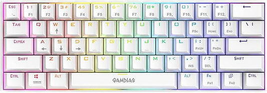 GAMDIAS Hermes E3 RGB Mechanical Gaming Keyboard Blue Switch with 19 Built-in Lighting Effects Certified Optical Switches and N-Key Rollover & Anti-Ghosting Functionality (Hermes E3 White)