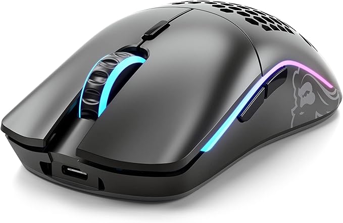 Glorious Model O- (Minus) Wireless Gaming Mouse - 65g Superlight Honeycomb Design, RGB, Ambidextrous, Lag Free 2.4GHz Wireless, Up to 71 Hours Battery - Matte Black