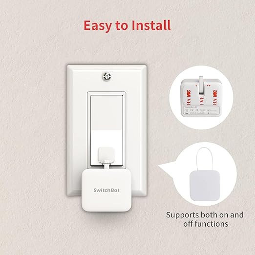 SwitchBot Smart Switch Button Pusher (White)-Bluetooth Fingerbot for Rocker Switch/One-Way Button, Automatic Light Switch, Timer and APP Control, Works with Alexa & WiFi When Paired with SwitchBot Hub