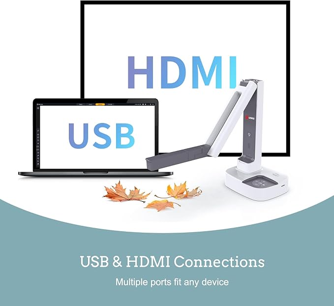 JOYUSING V513 HDMI/USB 13MP Dual Mode Document Camera for Teacher, Auto Focus, LED Light for Real-time Projection, Video Recording, Distance Learning, Works with and Without a Compute