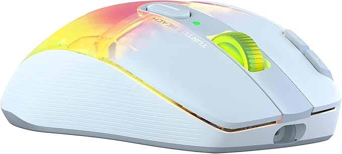 Turtle Beach Kone XP Air Wireless Customizable Ergonomic RGB Gaming Mouse, Bluetooth, 19K DPI Optical Sensor, 100-hour Battery & Charging Dock, 29 Programmable Inputs & RGB Lighting, 4D Wheel – White