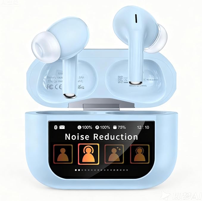 Wireless Earbuds, ANC/ENC Noise Cancelling Headphones with Smart Touchscreen Case, 48H Playtime, Bass Stereo Sound, Bluetooth 5.4 Ear Buds for Laptop, Android/iOS, Pad