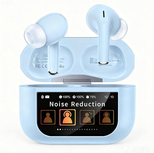 Wireless Earbuds, ANC/ENC Noise Cancelling Headphones with Smart Touchscreen Case, 48H Playtime, Bass Stereo Sound, Bluetooth 5.4 Ear Buds for Laptop, Android/iOS, Pad