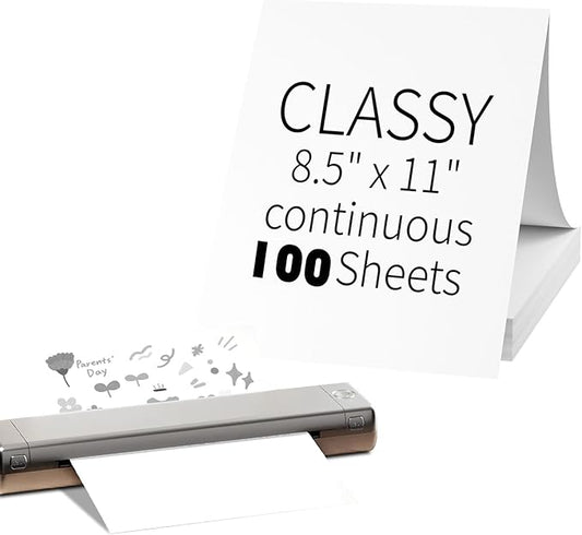 Thermal Printer Paper 8.5 x 11 Inch,100 Sheets Folding Thermal Paper, Lasting 3 years, US Letter Size Thermal Paper, Compatible with M08F/A40 Thermal Portable Printer, Continuous Folding(100 Sheets)