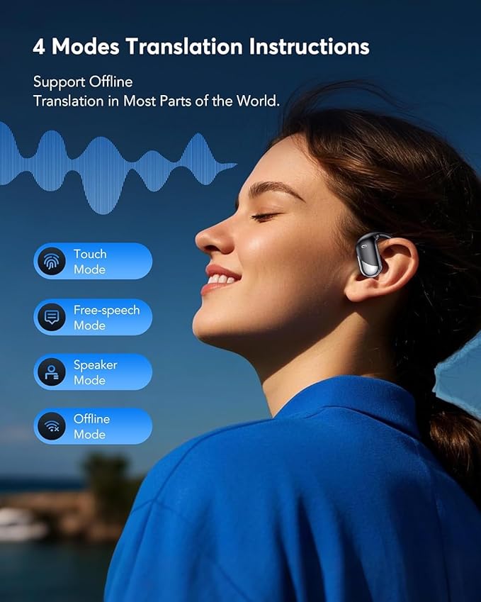 Translation Earbuds Real Time - AI 144 Language Translator Earbuds, Audifonos Traductores Inglés Español, 3-in-1 Translating Device, Translate Ear Buds for Travel Learning with Charging Case