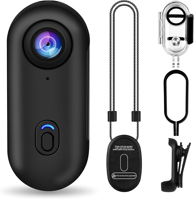 i3 4K Thumb Action Camera, Tiny Size, Mount Anywhere, Small Body Camera with Spring Clip, Portable Vlogging, Hands-Free POV Recording, Helmet Cam for Cycling, Motorcycle (64G-Card, Black)