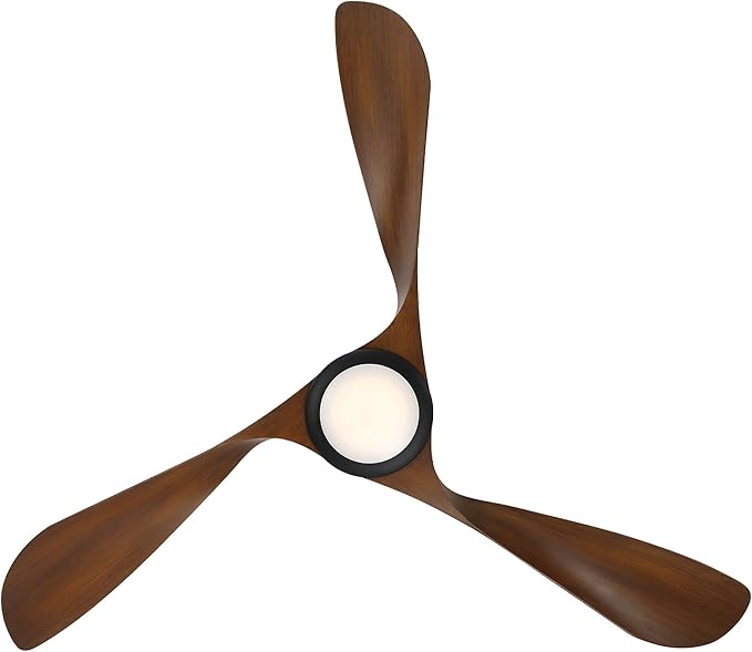 WAC Smart Fans Swirl Indoor and Outdoor 3-Blade Smart Home Ceiling Fan 54in Matte Black Koa with 3000K LED Light Kit and Remote Control works with Alexa and iOS or Android App