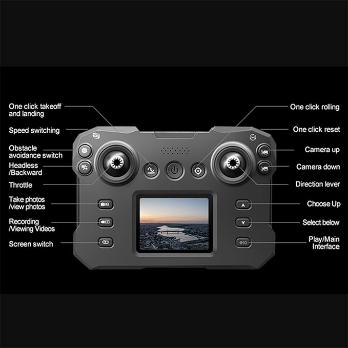 Drone with Screen on Controller, Camera Drones for Adults Beginners, Foldable RC Quadcopter with Screen Remote Controller, Brushless Motor, Auto Return, Headless Mode
