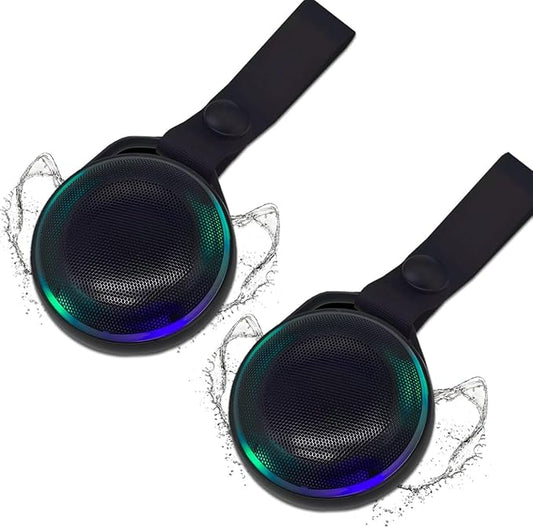 Portable Bluetooth Speaker, Lightweight, IPX7 Waterproof, 20 Hour Playback time with RGB Lighting, Suitable for Various Sports Scenes, a Gift for Both Men and Women, Black 2-Pack