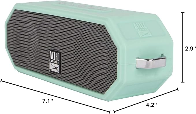 Altec Lansing LifeJacket H2O 4 - Waterproof Bluetooth Speaker, Durable & Portable Speaker with Voice Assistant, 10 Hour Battery Life & 100 Foot Range, Mint