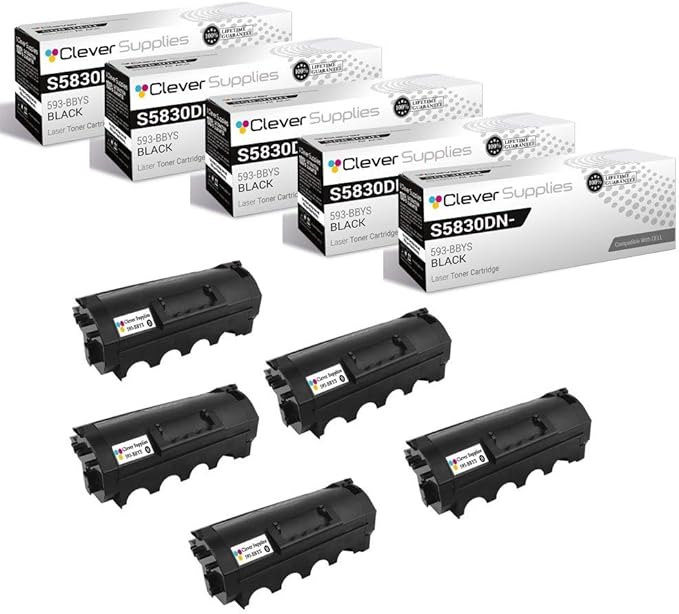 CS Replacement Toner Cartridge Compatible with Dell S5830DN-HY 593-BBYS Black 5 Black