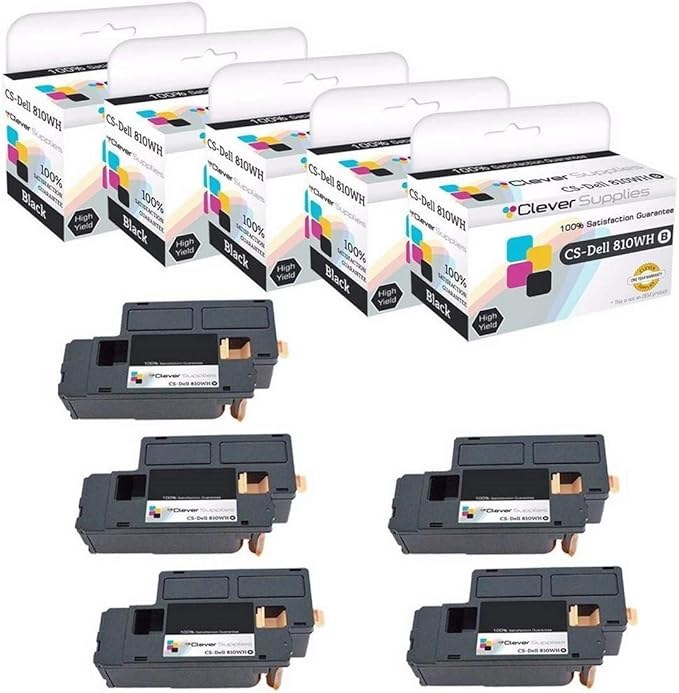 CS Replacement Toner Cartridge Compatible with Dell 1250 810WH Balck 1250 1250c 1350 1350cnw C1760 C1760nw C1765 C1765nf C1765nfw 1355CN 1355CNW 5 Set