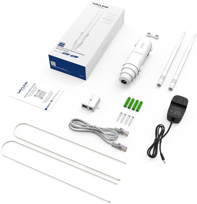 WAVLINK AC1200 Outdoor Long Range WiFi Extender/Wireless Access Point with Active/Passive POE,WAN/LAN Port,IP67 Waterproof, Dual Band 5G+2.4G, 2x7dBi Antennas,Supports Router/AP/Repeater Modes