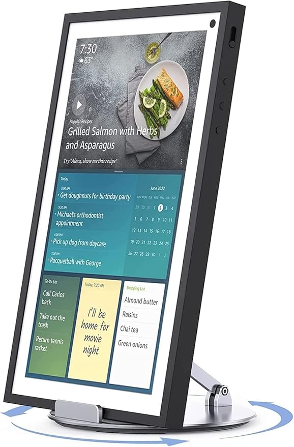 Almoz Swivel and Tilt Stand for Echo Show 15, Aluminum Stand for Show 15.6" Smart Display and Up to 18" iPad/Tablets, with 360 Degree Rotating Base, Viewing Angle Adjustable, No Need Mounting