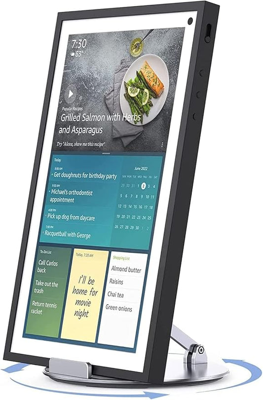 Almoz Swivel and Tilt Stand for Echo Show 15, Aluminum Stand for Show 15.6" Smart Display and Up to 18" iPad/Tablets, with 360 Degree Rotating Base, Viewing Angle Adjustable, No Need Mounting