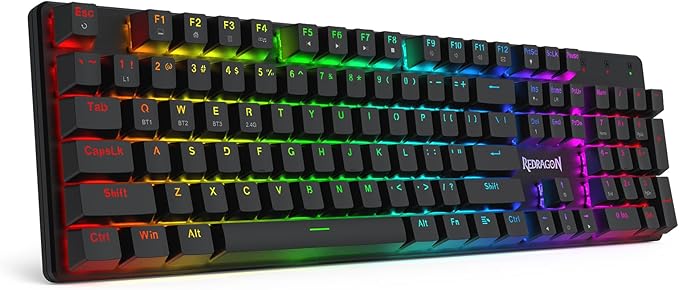 Redragon K671KS Wireless Mechanical Gaming Keyboard, Tri Mode BT/2.4G/USB-C Hot Swappable Custom Keyboard, RGB Backlit Computer Gaming Keyboards, PBT Keycaps, Programmable for PC/Tablet/MAC